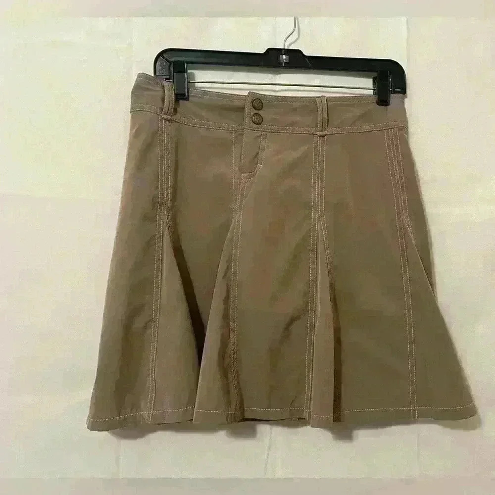 Athleta Women's Skort Brown 4P Pleated Active Skirt Built-In Shorts Performance